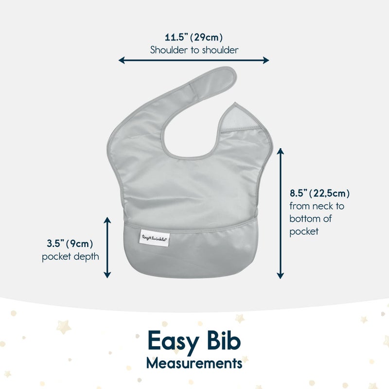 Tiny Twinkle Mess Proof Baby Bibs for Eating - Waterproof, Wipeable Toddler Bibs with Pocket - Baby Food Bibs for Girls & Boys(5 Pack, Unisex Solids) - Image 5